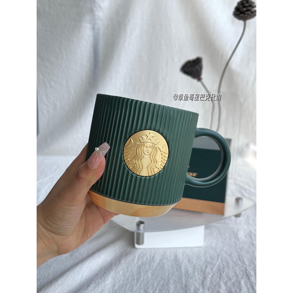 Starbucks Dark Green Striped Mermaid Goddess Gradient Cup With The Glass  Straw Mark Desktop Mug From Nstarbuckscup, $15.7