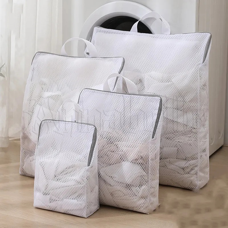 Large Net Washing Bag, Set of 4 Durable Coarse Mesh Laundry Bag with Zip  Closure for Clothes, Delicates