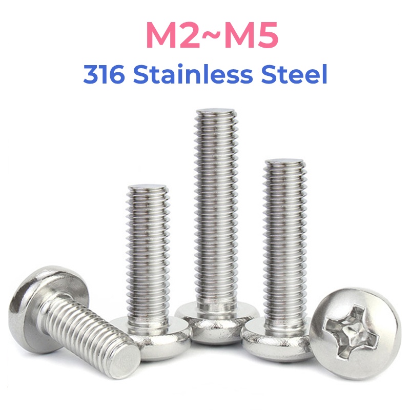 316 Stainless Steel Round Pan Head Phillips Machine Screw M2 M2.5 M3 M4 ...