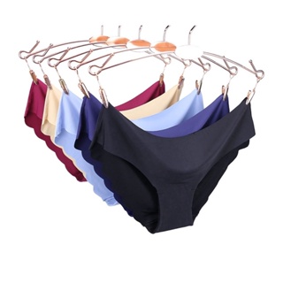 Kit 3 Ice Silk Seamless Panty for Women M-XXL Plus Size Panties Mid Waist  Plain Soft Lingerie Comfortable Cute