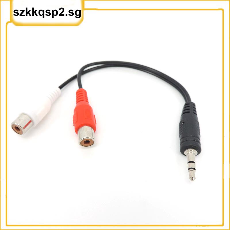 18cm Dual RCA Audio Cable to 3.5mm Stereo 3pole Jack Male to 2 RCA