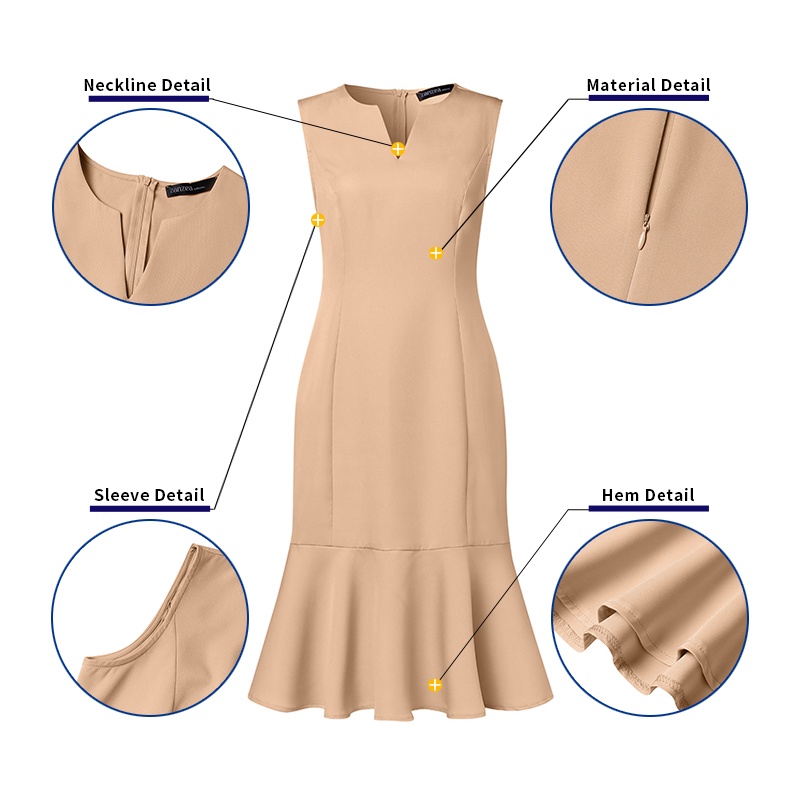 ZANZEA Women Korean Center Back Zipper Ruffled Hem Sleeveless Fishtail ...