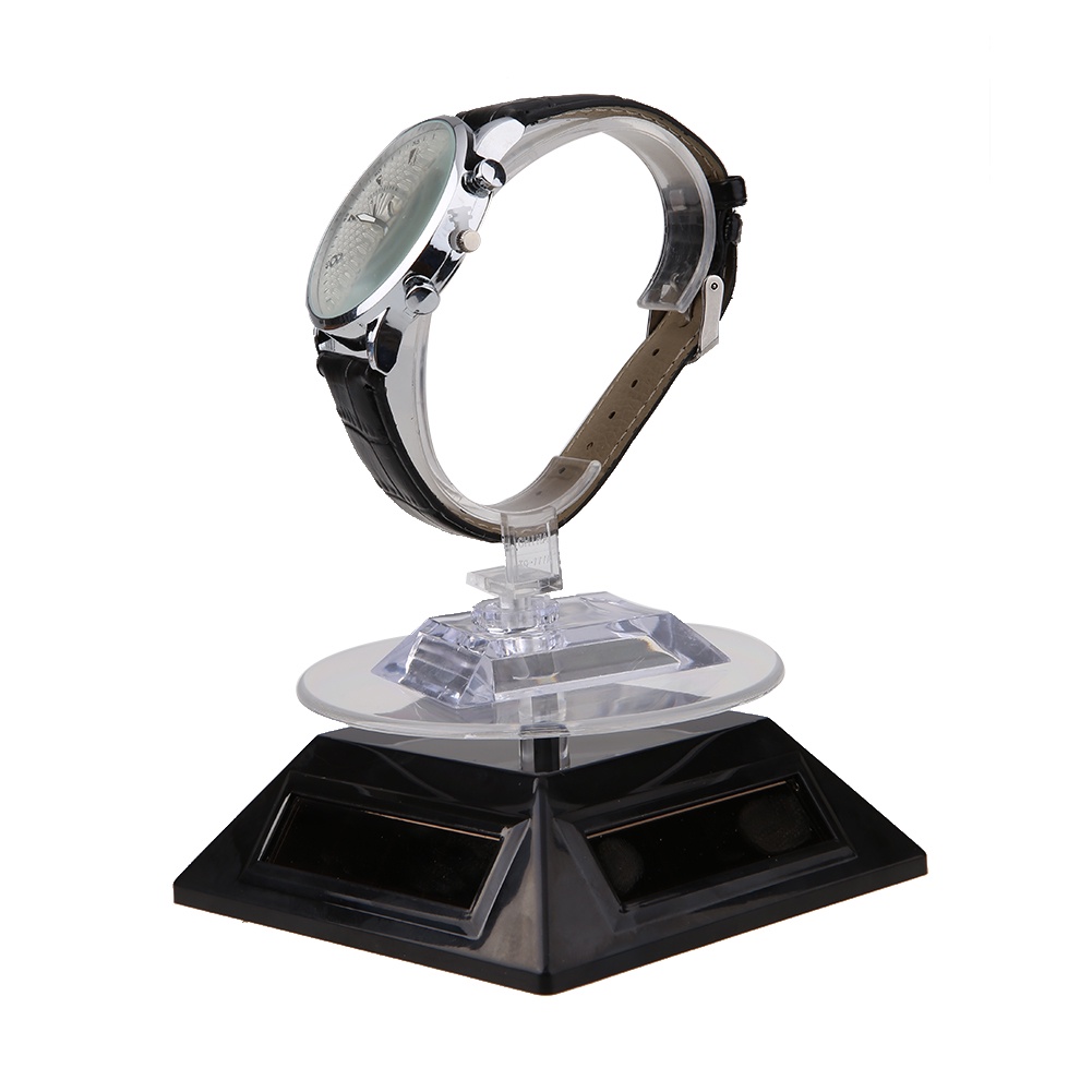 Solar Power Showcase 360 Turntable Rotating Jewelry Watch Ring Display ...