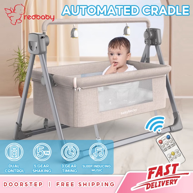 Foldable Baby Rocking Bed Balance Automatic Rocking Chair Portable Crib