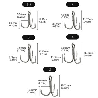 Saltwater Treble Hooks 10Pcs 2# 4# 6# 8# 10# Large Size 5X Strong ...