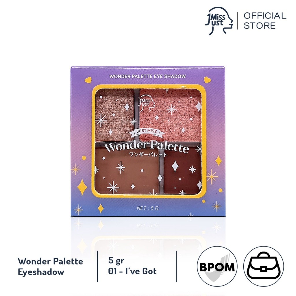 Just Miss Wonder Palette Eye Shadow BPOM 5 g 4 Warna Makeup Mata / Merah Jingga Official - Gambar 2
