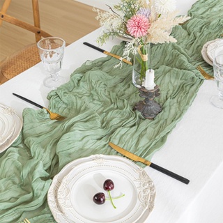 Semi-Sheer Gauze Table Runner Sage Cheesecloth Table Setting Xmas Decor