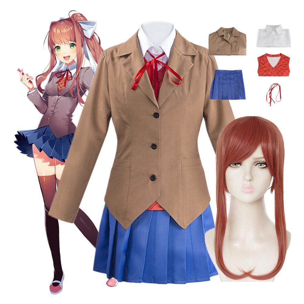 Doki Doki Literature Club Monika Outfits Halloween Carnival Suit Cosplay Costume main image 1