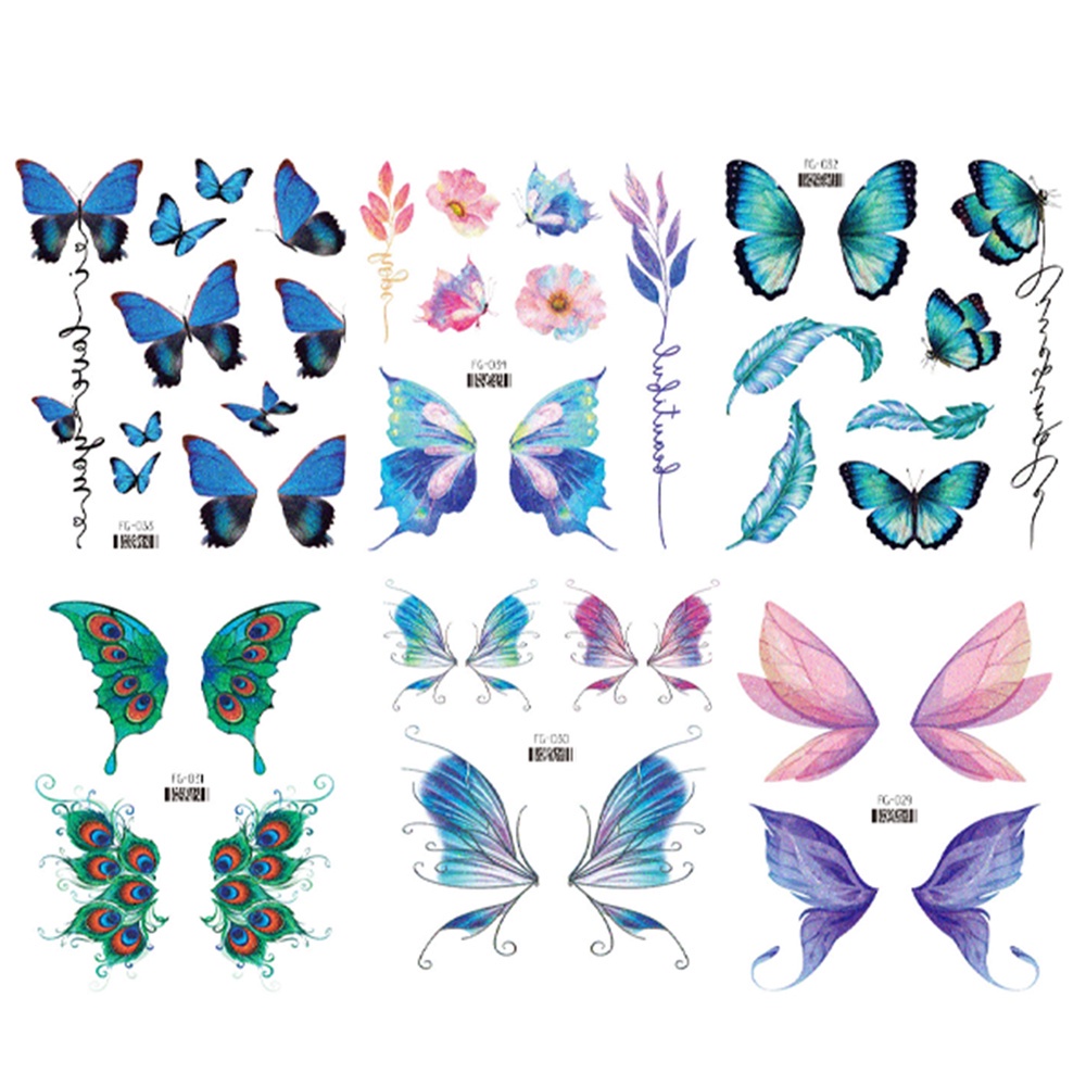 【SG Stock】Shiny Glittering Butterfly Tattoo Sticker Waterproof Eyes ...