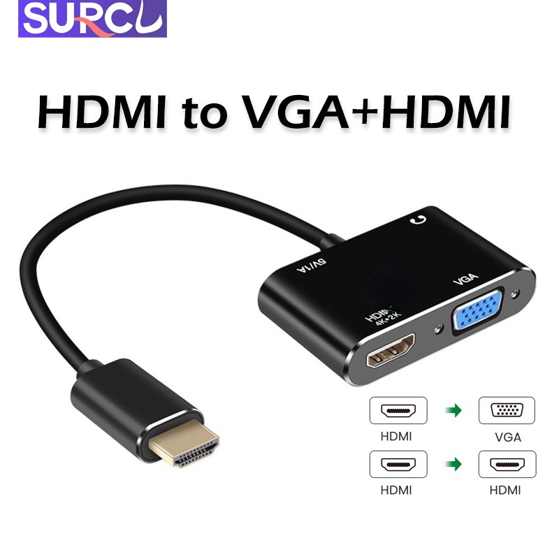 HDMI to Hdmi Vga 1080p Adapter Converter Dual Display At The Same Time
