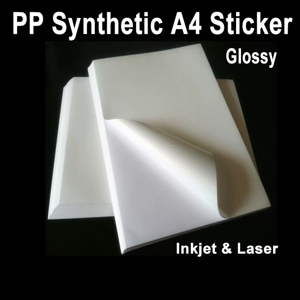 50 pcs/pack) WATERPROOF Sticker Paper PP Synthetic A4 Label for inkjet and  laser printer