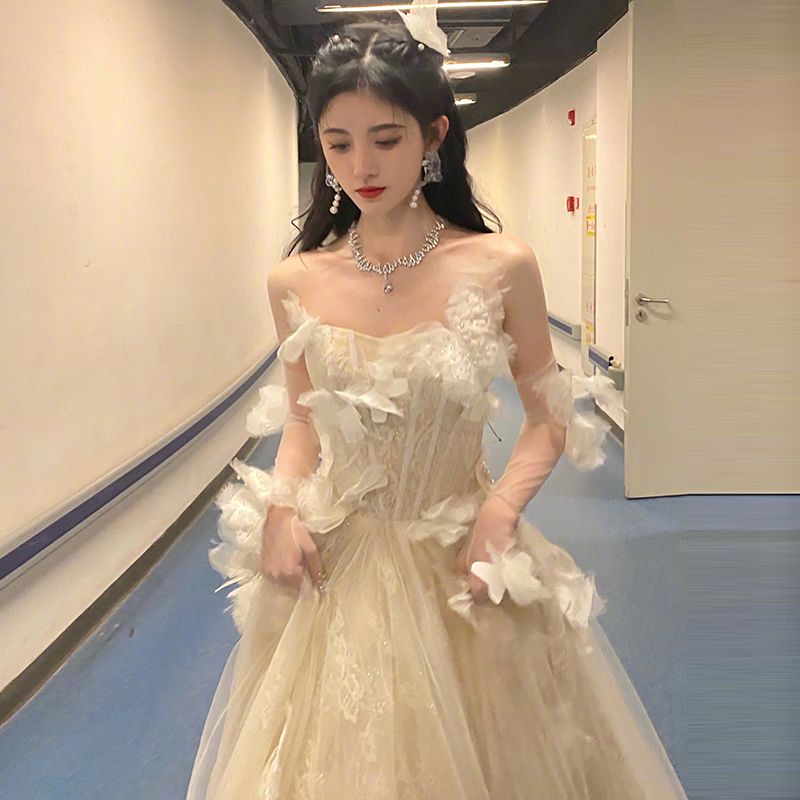 Hawlife Korean White Retro Elegant Puff Sleeve Prom Cocktail Dinner ...