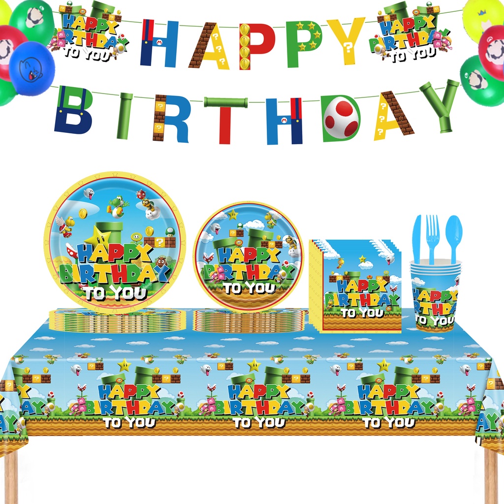 Super Mario Bros Game Themed Birthday Party Decorations Cute Cartoon