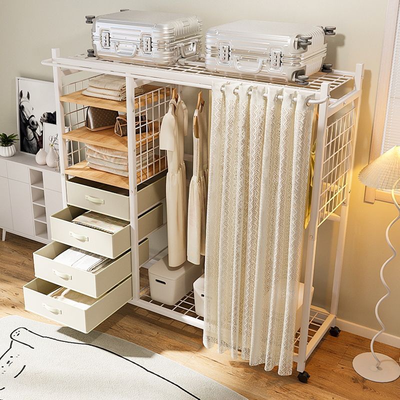 GT Wardrobe Clothes Rack Thicken Open Clothes Rack Bedroom Movable ...