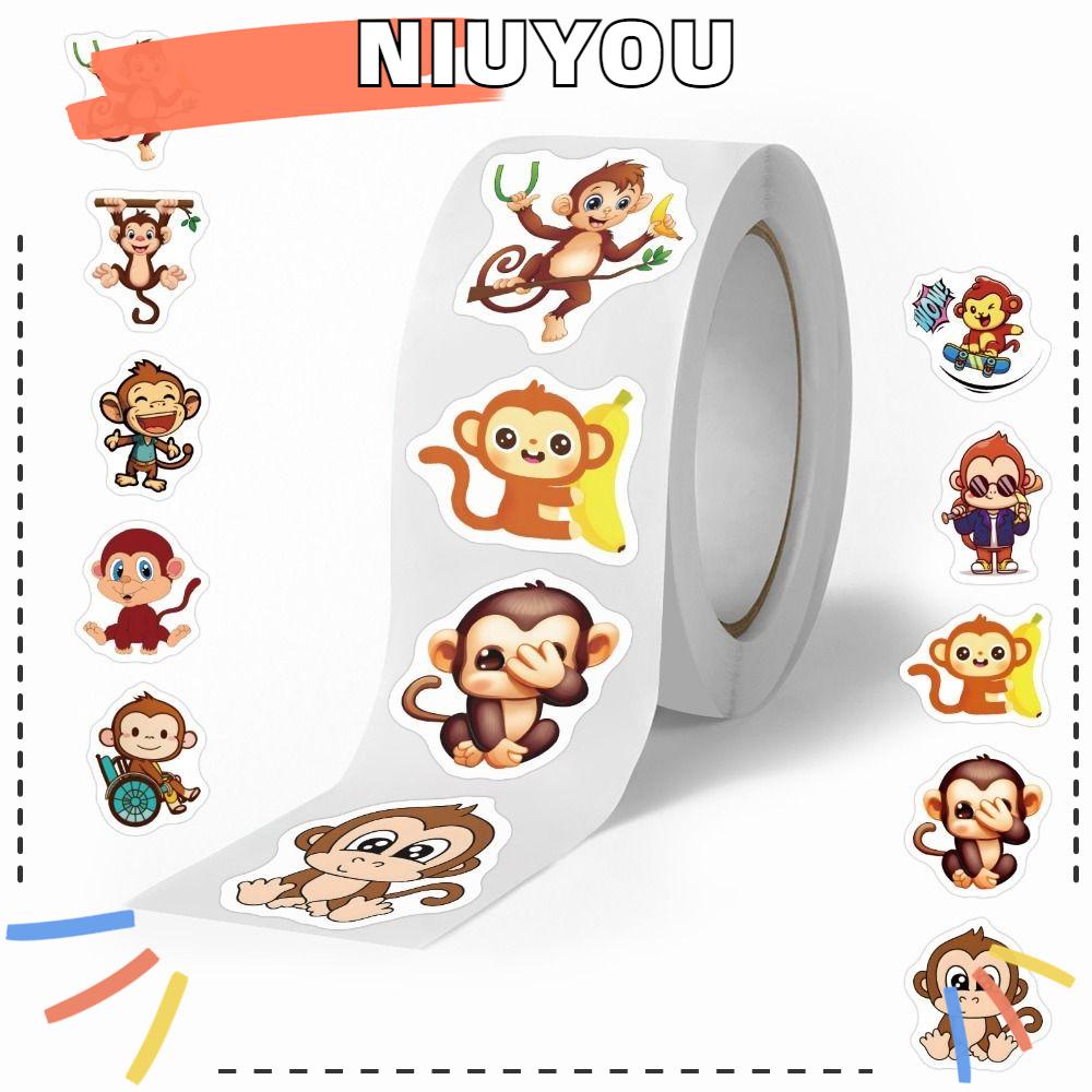 NIUYOU Round Seal Label Stickers, 1 Inch Multicolour Cute Cartoon