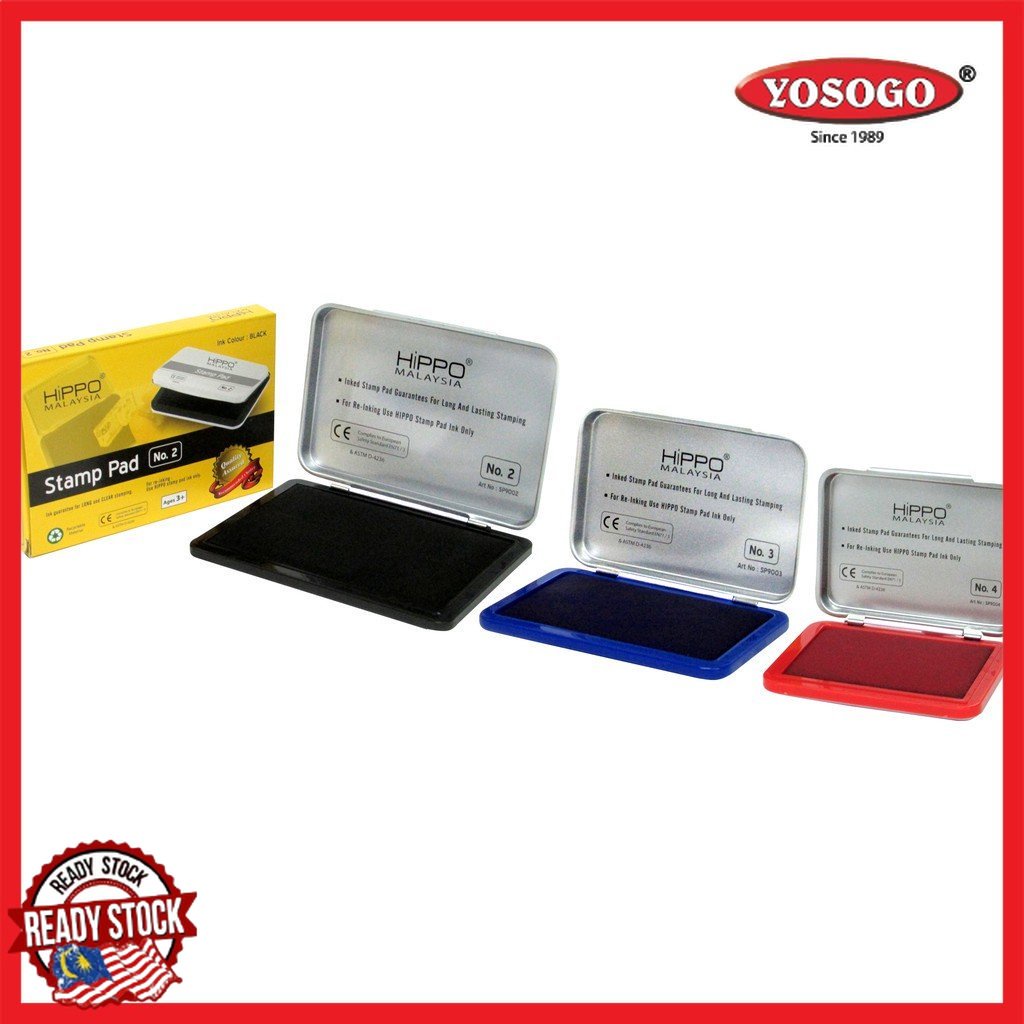 [Super SaverS] HIPPO PAD COP NO.2/3/4 HITAM/ BIRU/ MERAH STAMP PAD Chop ...