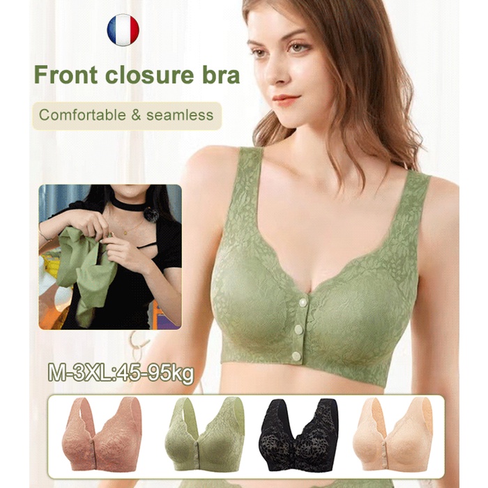 Front Closure Bras for Women Plus Size Lace Bralette Wide Strap Sexy  Lingerie Athletic Tops Underwire Bra 36-46 Comfortable : :  Clothing