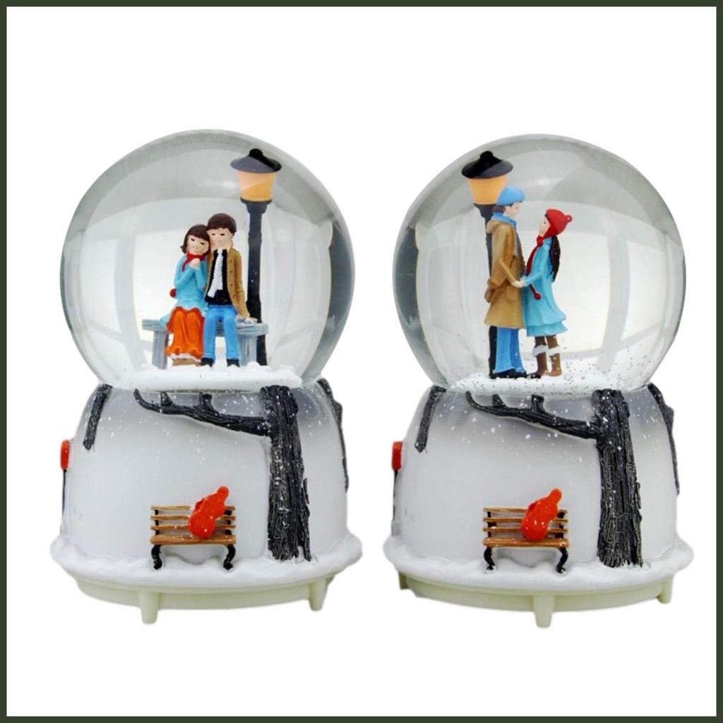 Snow Globe Music Box Couple Snow Globe Musical Novelty Night Light