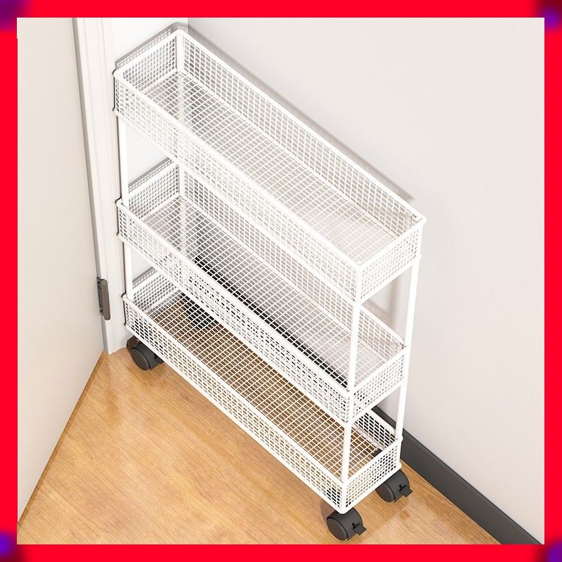 Floor Mount Storage Rack With Wheels Slim Storage Cart Multi-layer ...