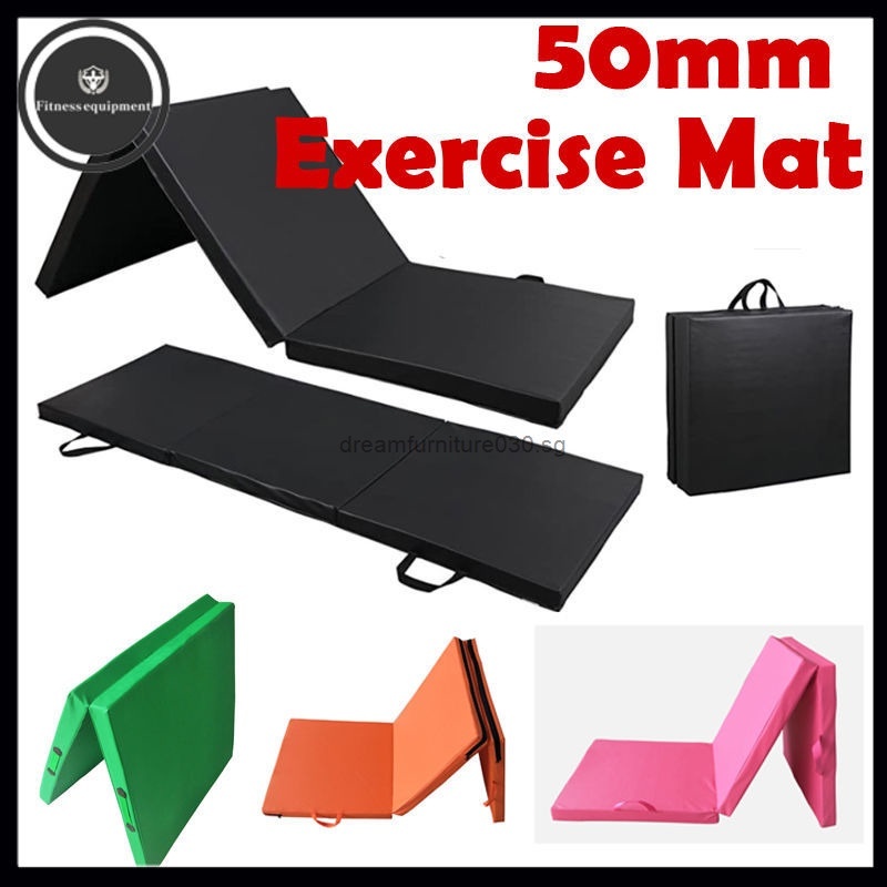 50MM Thick Folding Exercise Mat Foam Gymnastic Mat Leather Yoga ...