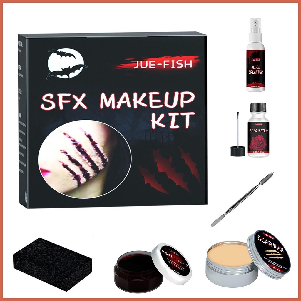 Halloween Makeup Set Horror Wound Scary Blood Injury Sticker Halloween ...