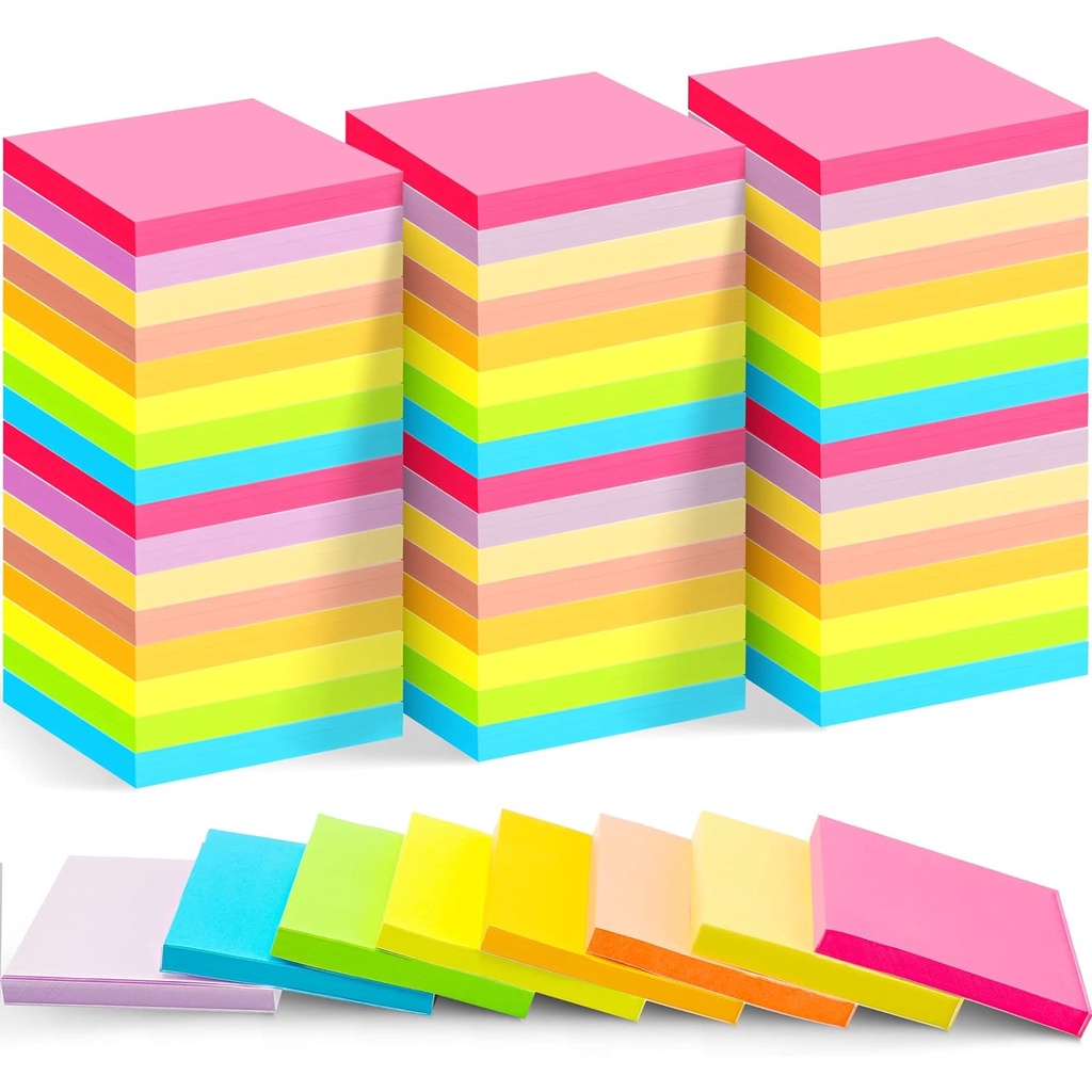 5Pads Sticky Notes 3x3 in Bright Colored Super Self Sticky Pads - 100 ...