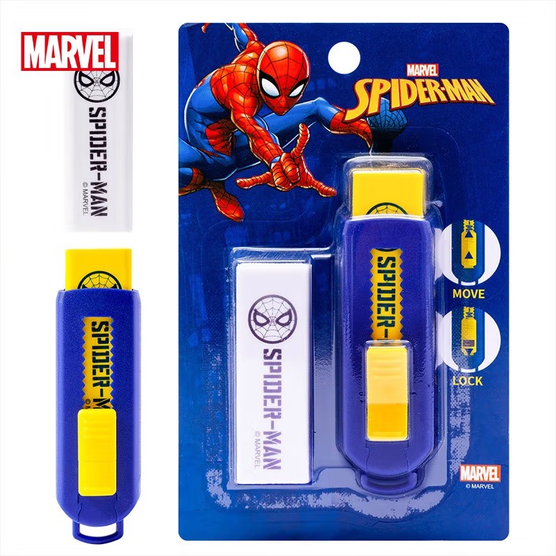 Disney PushPull Spiderman Pencil Erasers Cartoon Portable Rubber Eraser School Offices Supplies