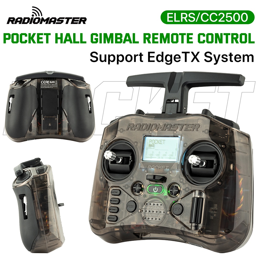 RADIOMASTER Pocket Radio w/ 18650 Battery – Hall Gimbal ELRS/CC2500 for ...