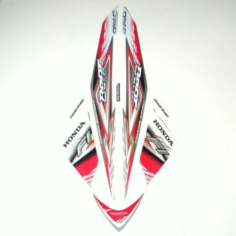 PUTIH Honda BEAT F1 2014 Motorcycle BODY Trim Sticker STRIPING White