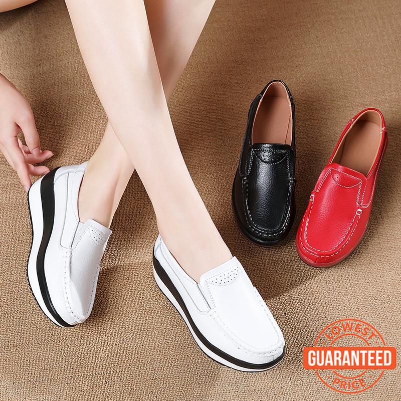 Ready Stock Women's Slipons Loafers Fashion Platform Sneakers Cowhide
