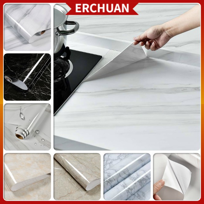 Kitchen Waterproof Wallpaper Gorgeous Marble Self-adhesive Pvc Sticker ...