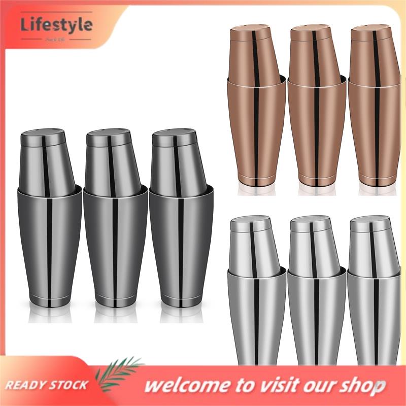 【Lifestyle】3Sets Cocktail Shakers Professional Bar Shaker Boston Shaker