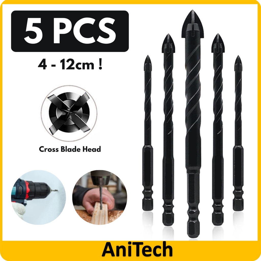 Cross Hex Tile Drill Bit Hard Alloy Triangle Stone Carbide Glass Metal ...