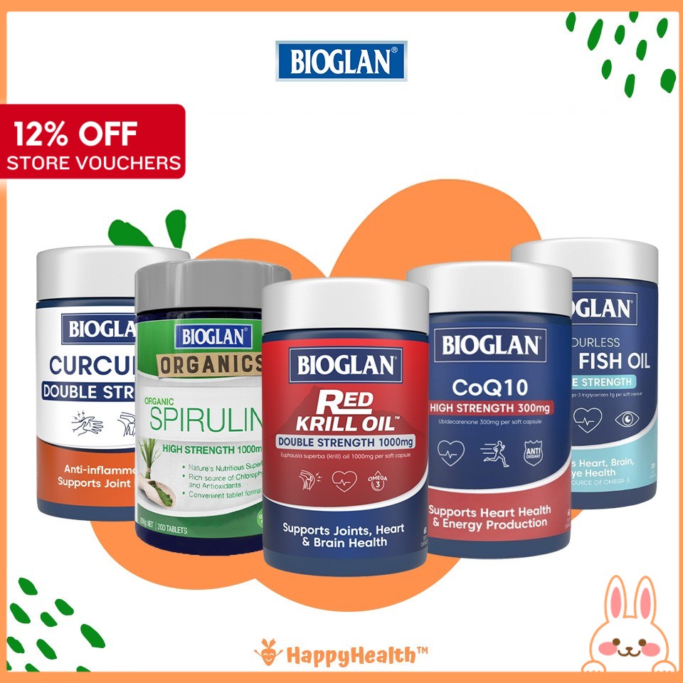 BIOGLAN Organics Turmeric 1000mg 100 Tabs Red Krill Oil 60 Caps