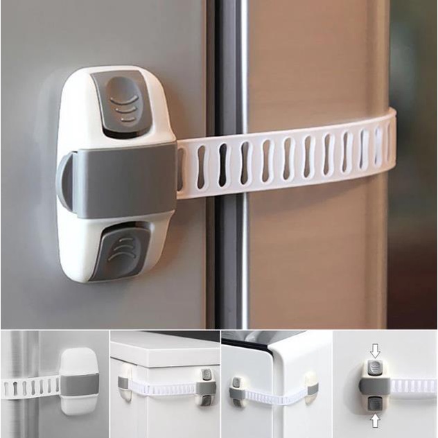 Q.M Adjustable Child Lock Fridge Guard Baby Safety Refrigerator Door Cabinet  Latch (RANDOM COLOR)