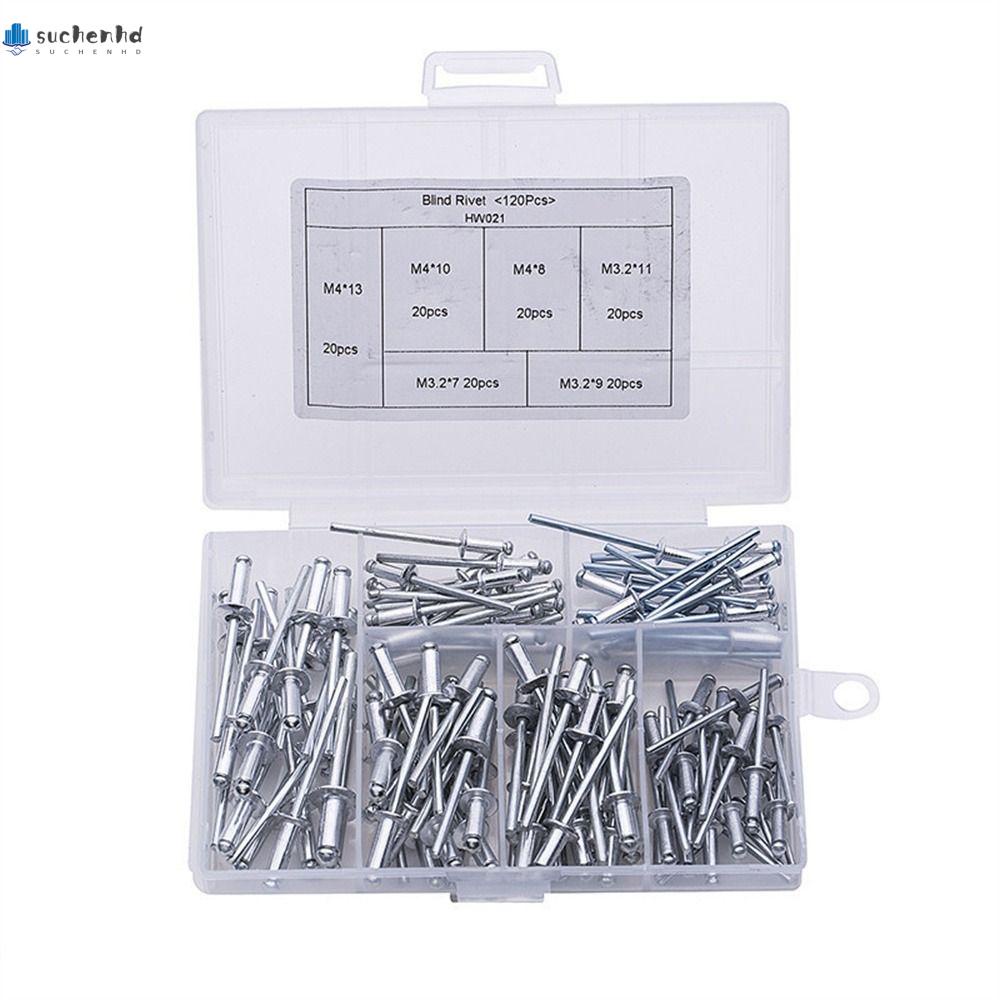 Suchenhd 120pcs Pop Rivets M32 M4 Aluminum Blind Rivets Assortment Kit Rivets For Metal 6 