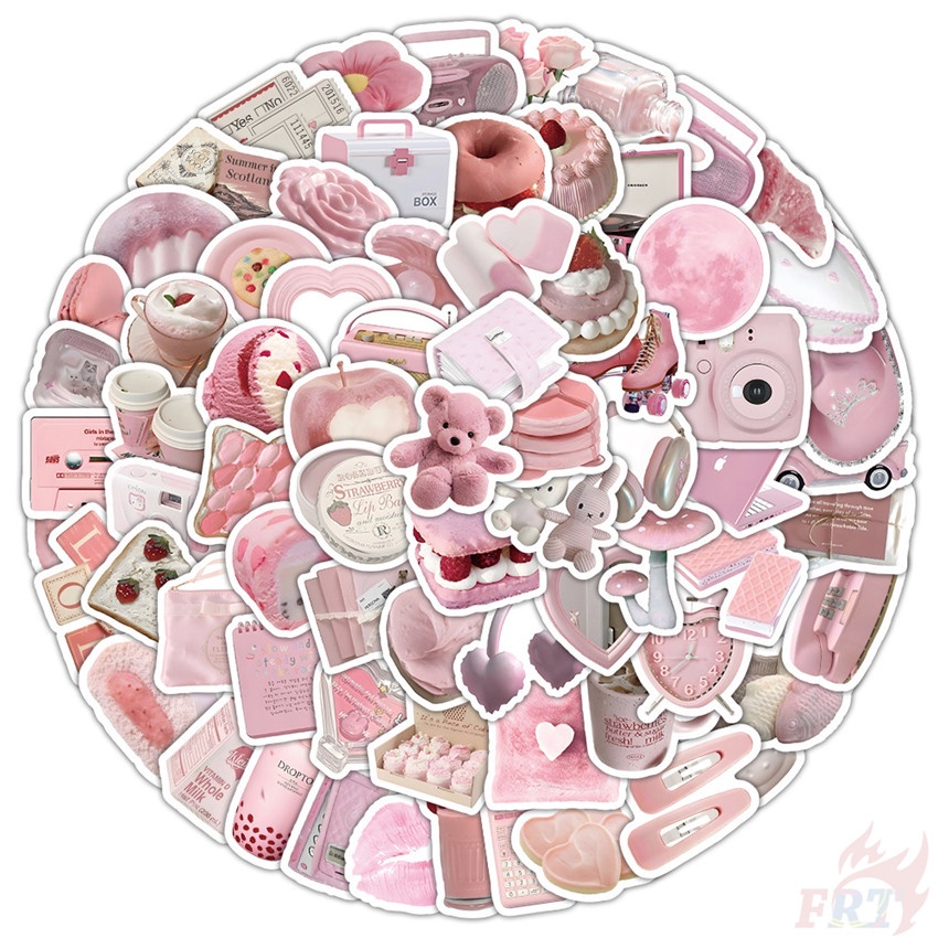 100Pcs/Set Baby Pink Styles Art Q-1 Mini Stickers Waterproof DIY ...