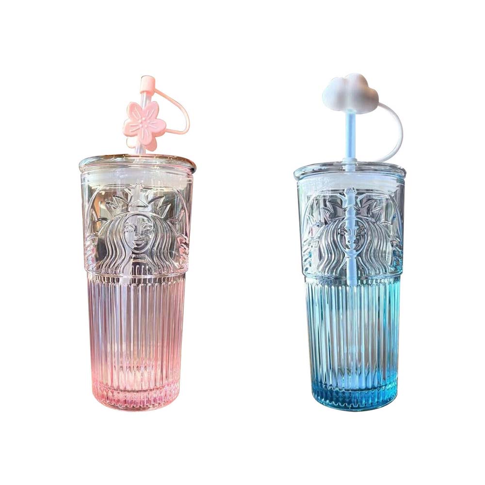 New 2024 Starbucks Glass Cup Gradient Sakura Tumbler w/Cherry blossom