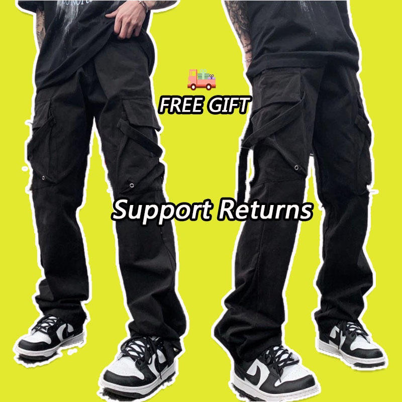 Mens big and on sale tall black cargo pants