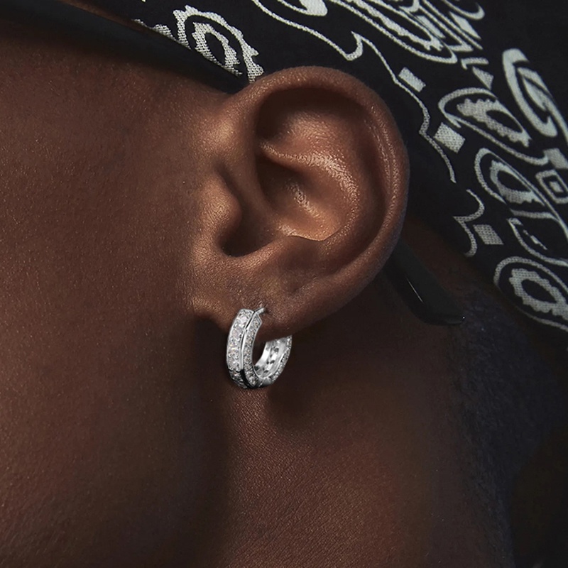 Iced Out Hoop Earrings Cubic Zirconia Huggie Cartilage Cuff Hypoallergenic Luxury Fashion Round Earrings for Men Jewelry OHE166 Shopee Singapore