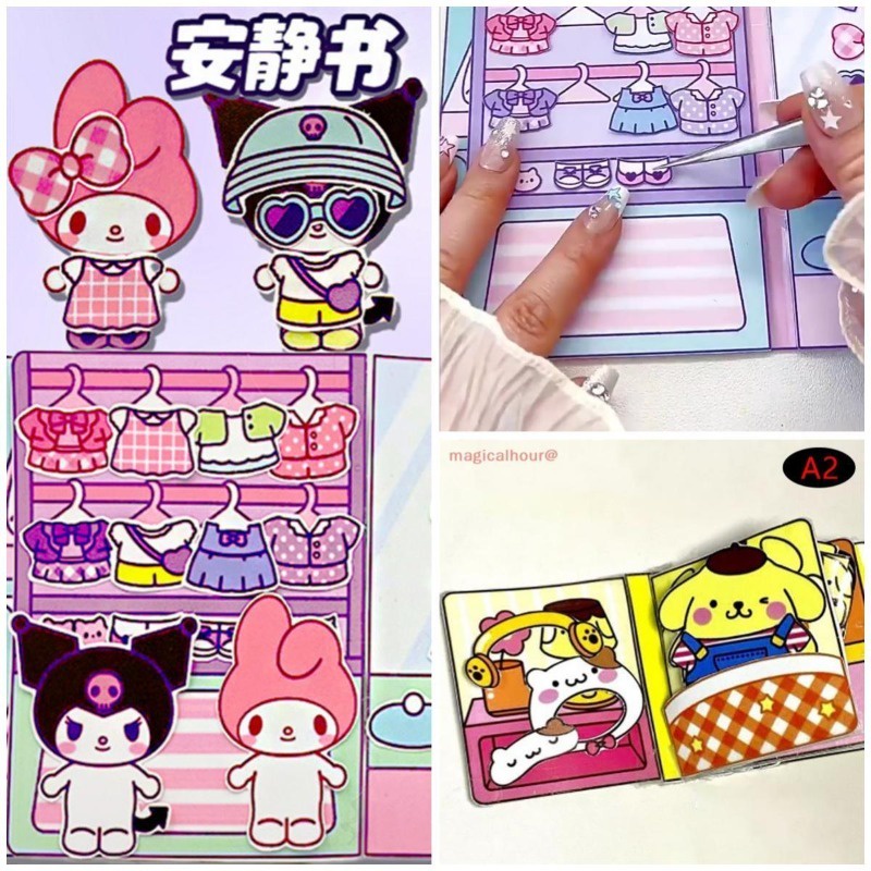 Kawali Sanrio Sticker Game Quiet Book Hello Kitty Mymelody Cinnamoroll