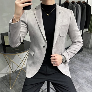 Men's New Suit Jacket Korean Fashion Velvet High Quality Male Suit