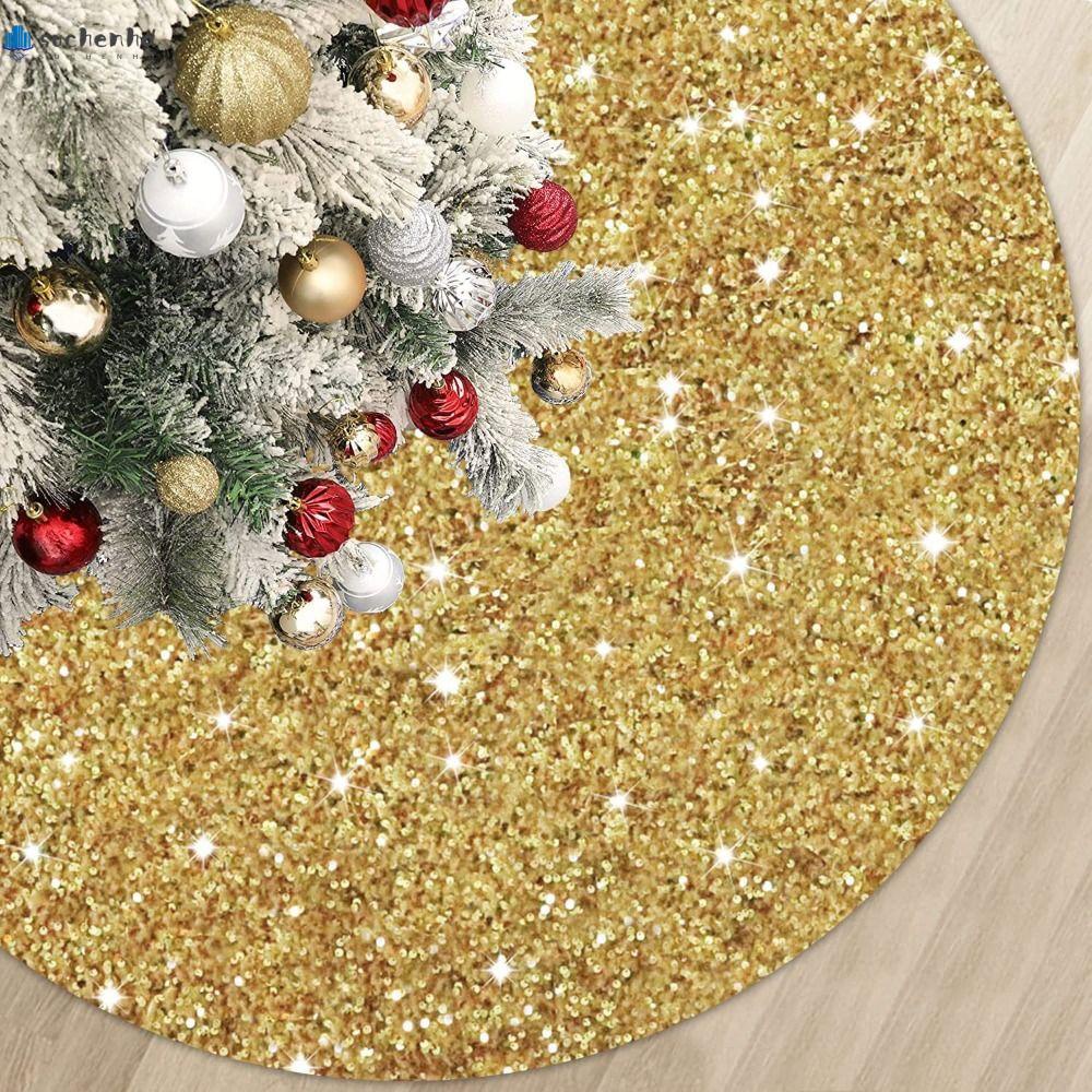 SUCHENHD Christmas Tree Skirt, Pearlescent Sequin Glitter Sequin Tree