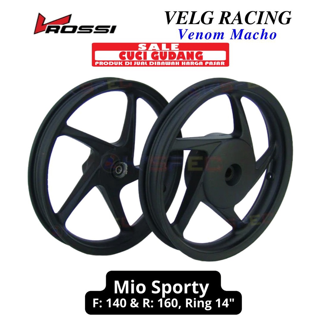 Standard Racing Rims for MIO SPORTY Rossi Macho Black 140 - 160 x 14 ...