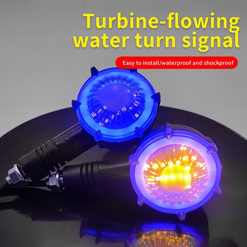 2PCS Motorcycle LED Turn Signals Light Flowing Water DRL Tail Indicator