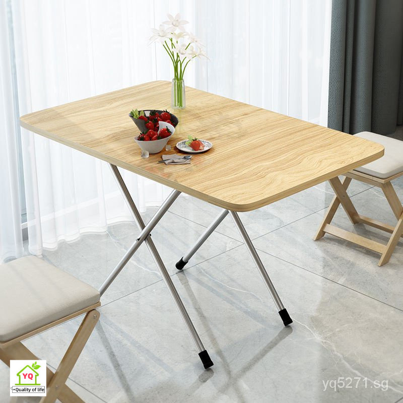 YQ Wooden Folding Table Set Foldable Computer Table Set Dining Table ...