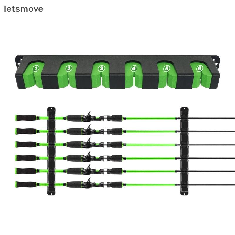 [letsmove] 1 Set Fixing 6-Rod Rack Wall Mounted Fishing Rod Rack For ...