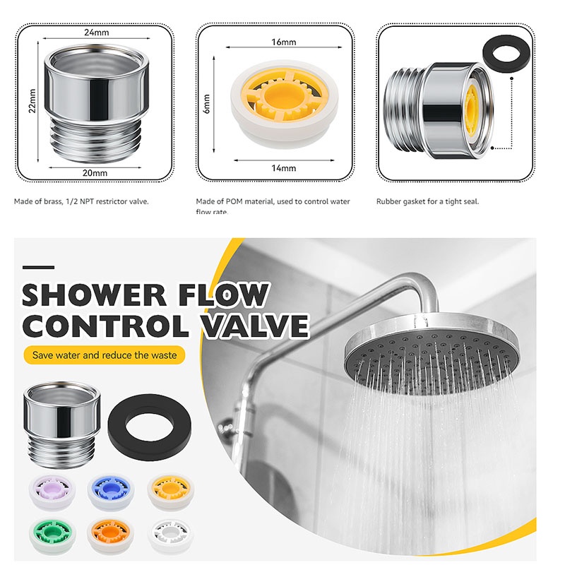 {GOOD} Shower Flow Reducer Limiter Water Flow Saver Adapter Set 1/2