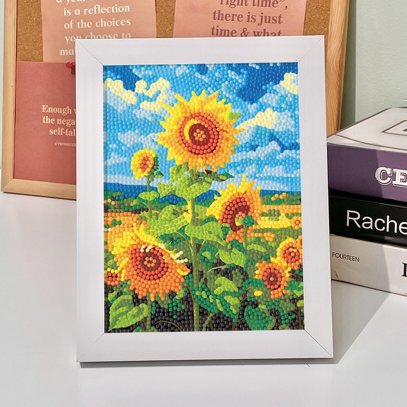 Glass Sunflower Diamond Art Painting Kits For Adults, Full Drill