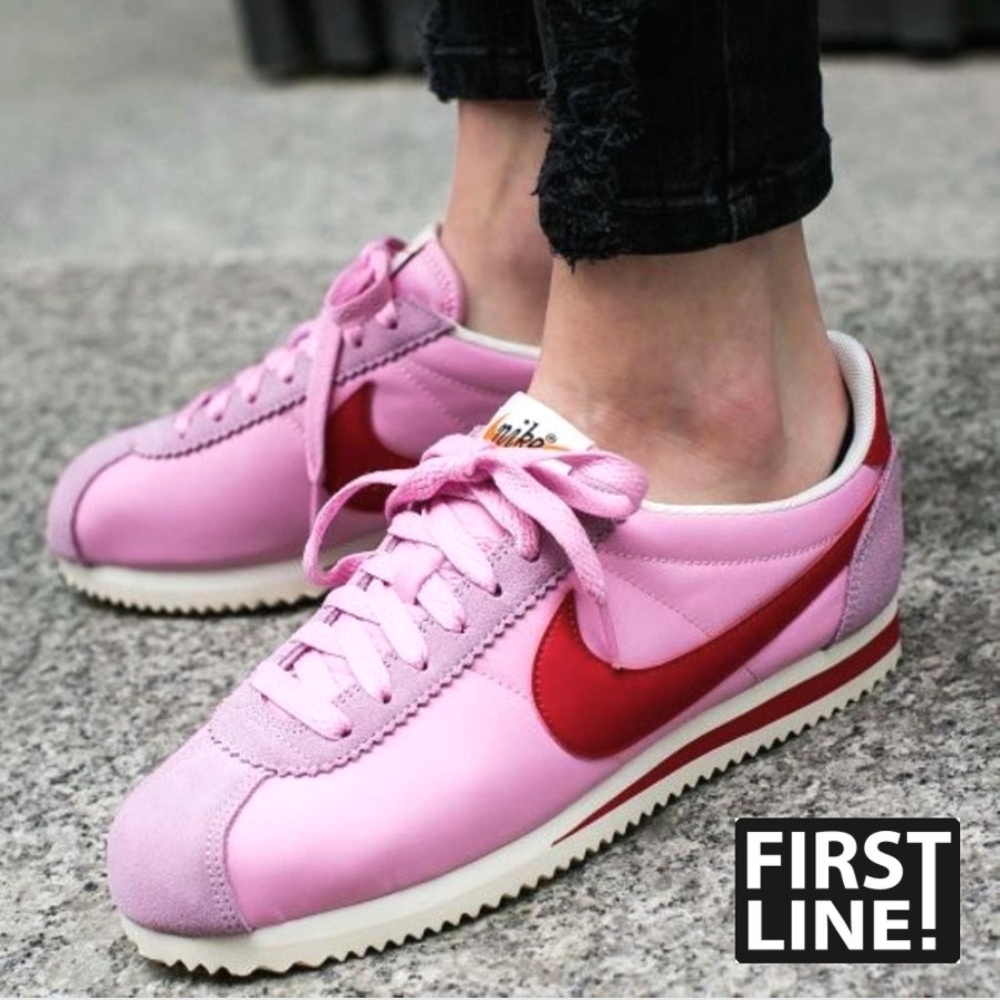 Nike Cortez Leather Peach Pink Hook Female Running Shoes Leisure Sports Training Fashion Travel Sneakers Casual Low